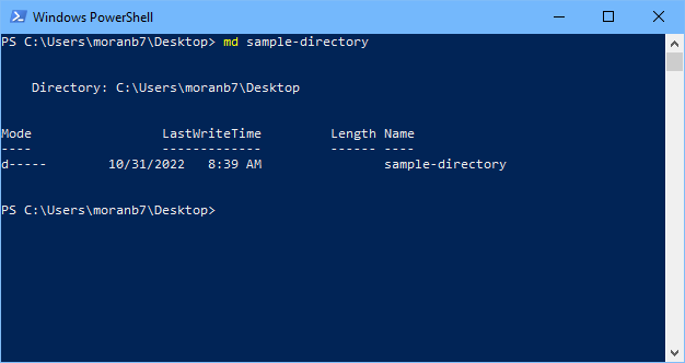 PowerShell make new directory